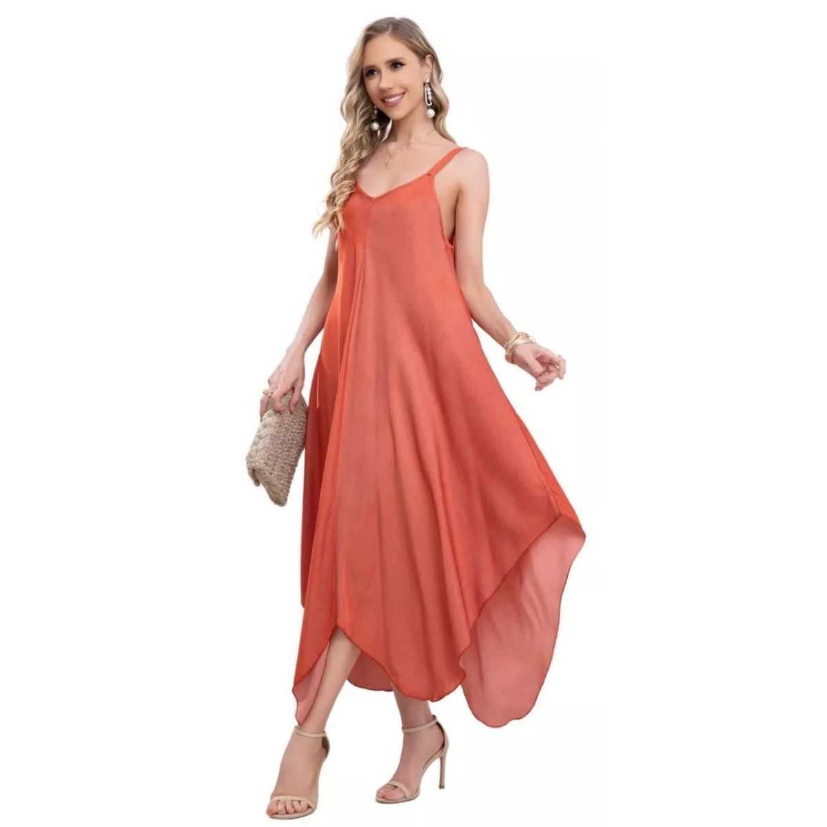 LOOK SHOP - Vestido Largo Asimétrico Verano, Maxi Vestido. Premium 305