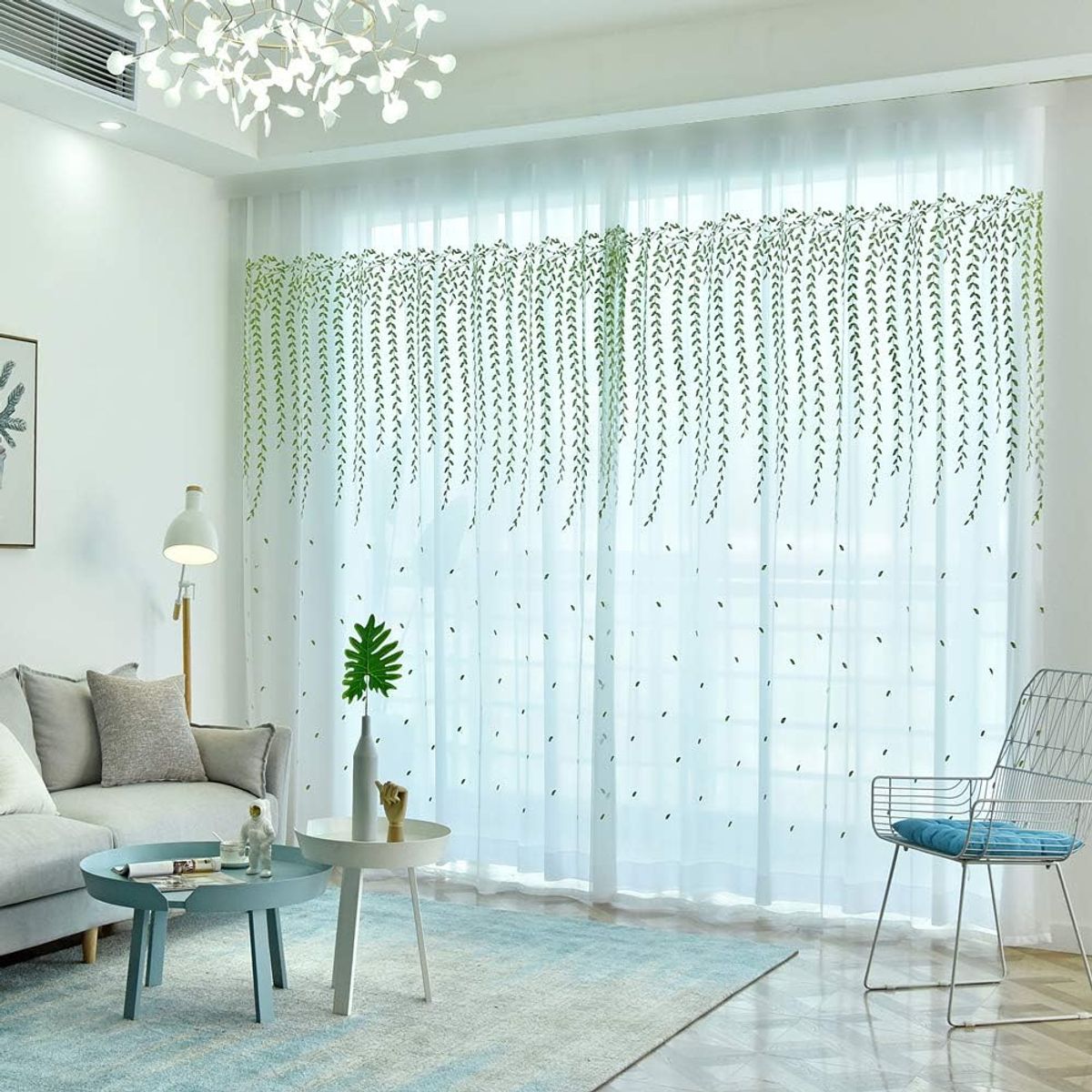 GENERICO - Visillos blancos con diseño bordados Con Hoja 230x140cm