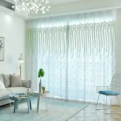 GENERICO - Visillos blancos con diseño bordados Con Hoja 230x140cm