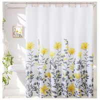 Cortina Baño Impermeable Gerberas Amarillas más 12 Ganchos 180x180 Cm
