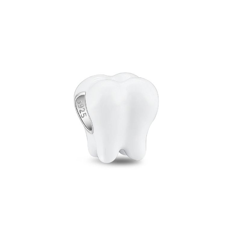 SILVER HEART - Charm Muela Blanca Brillante En Plata Fina 925 SILVER HEART