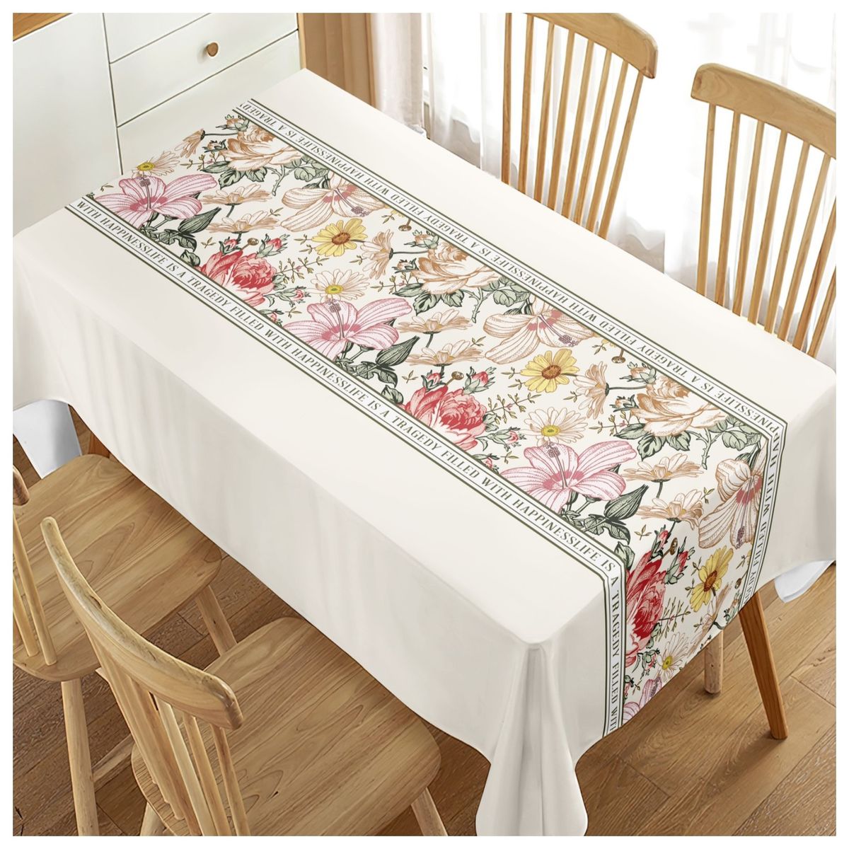 GENERICO - Mantel Antimanchas Mod. Wild Flowers 140 X 220 Cm Rectangular