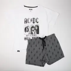 AC DC - Pijama Mujer Banda Blanco Ac/Dc