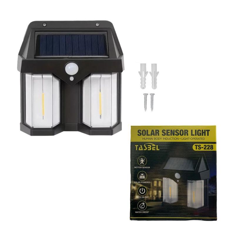 GENERICO - Lámpara Doble Pared Solar Foco Sensor De Movimiento Cálida