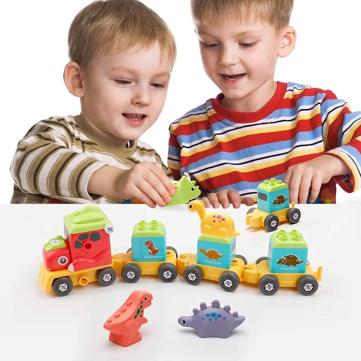 GENERICO - Dinosaurios Tren o Robot, Juguetes Desarmable 2 En 1