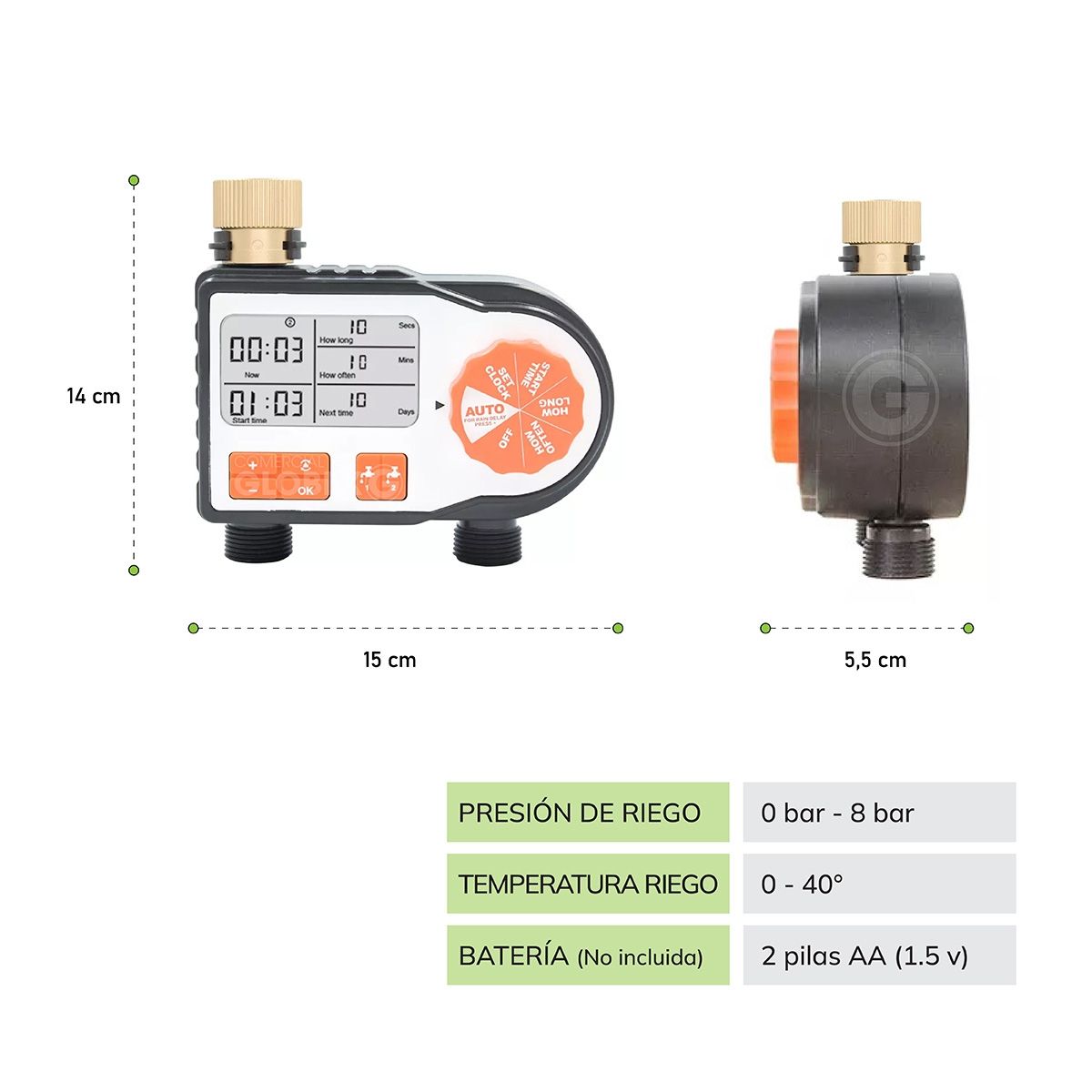 GENERICO - Programador De Riego 2 Salidas Timer Digital