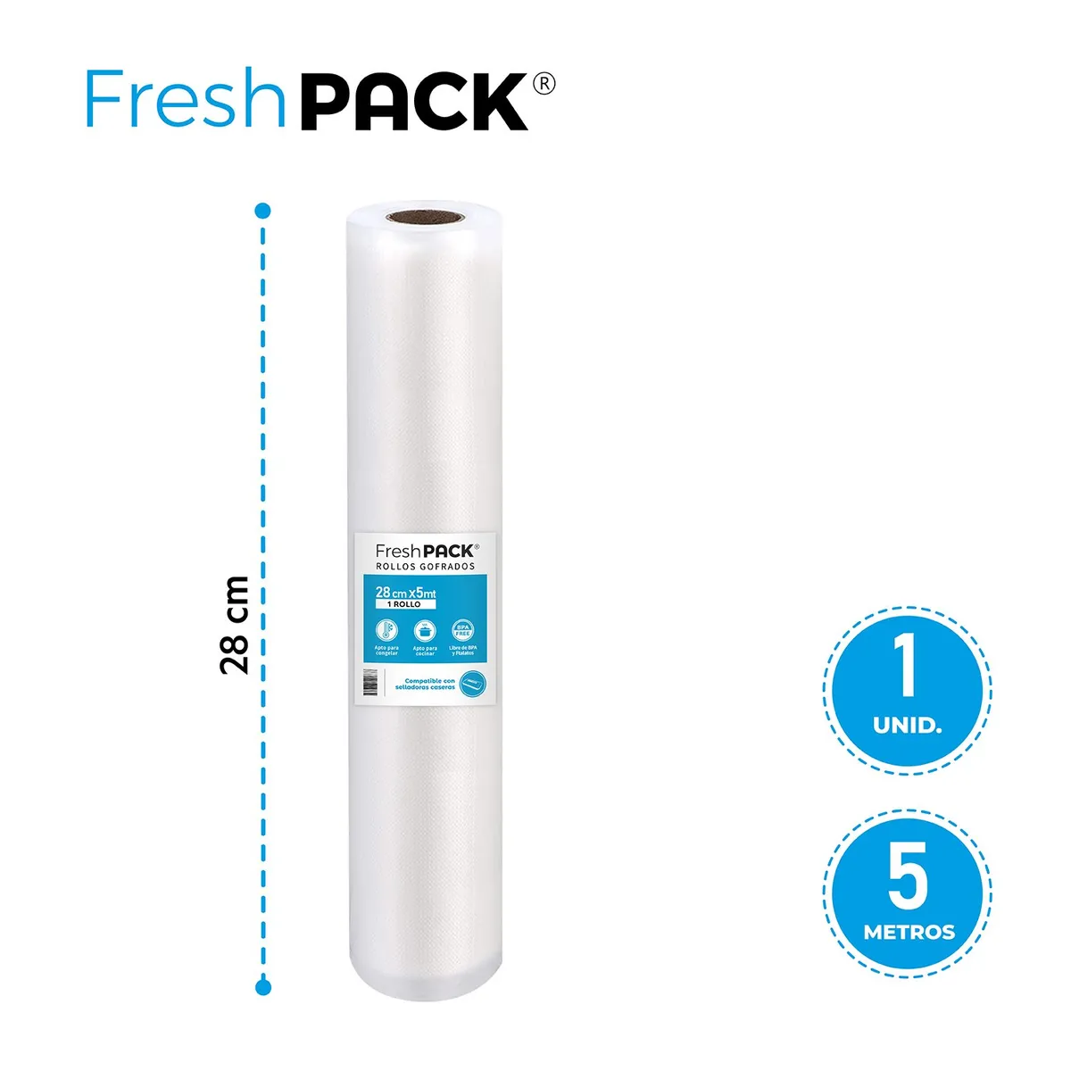 FRESHPACK - Rollo bolsas Sellado Vacío 28cm X 5mts Para Oster-foodsaver