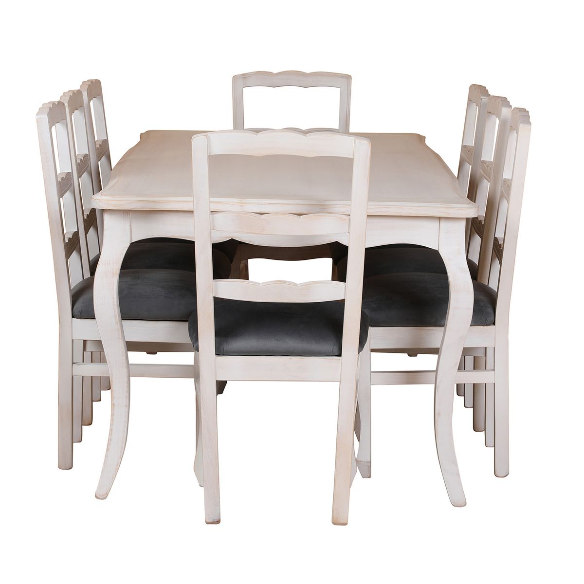 MUEBLES NATIVA - COMEDOR NORMANDO 100x200 - 8 sillas Tapiz Gris