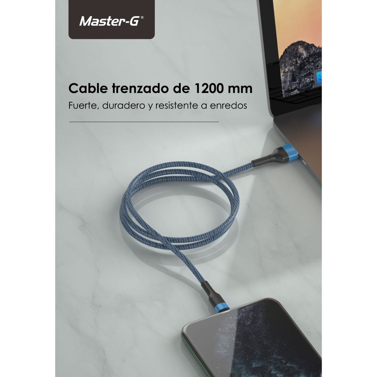 MASTER G - Cable De Carga Rápida Usb-C Antinudos 1Mt Master-G MGCATC3A