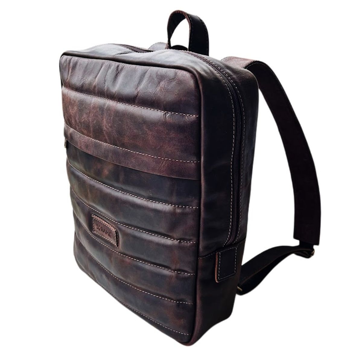 GENERICO - Mochila de Cuero Legitimo RAMÉ Cafe oscuro Unisex Hecho en Chile