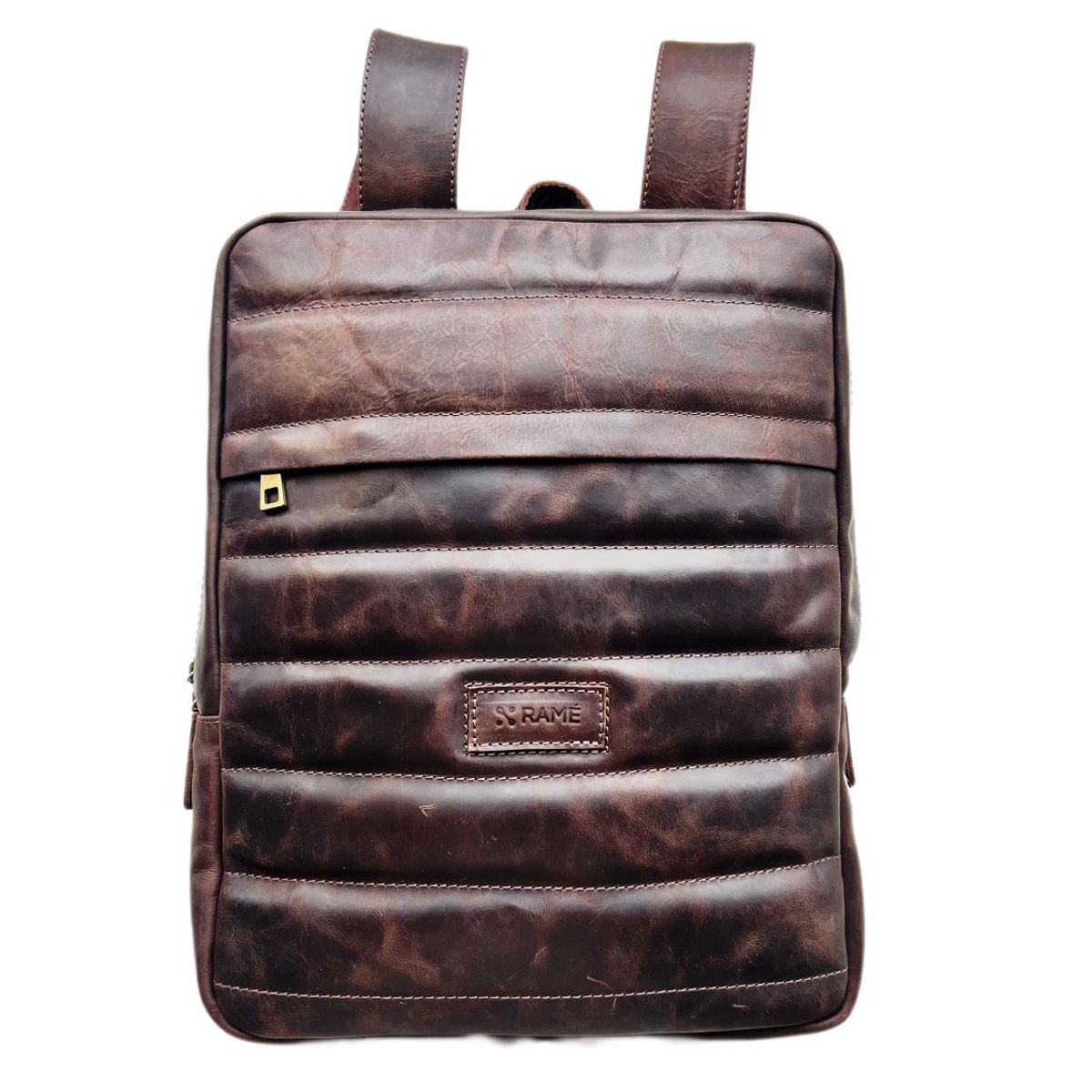 GENERICO - Mochila de Cuero Legitimo RAMÉ Cafe oscuro Unisex Hecho en Chile
