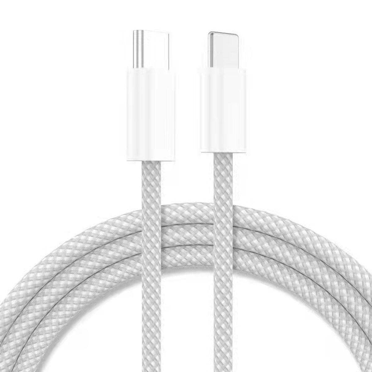 GENERICO - Cable Usb Tipo C Para iPhone 15 iPad Android Blanco Nylon Trenzado