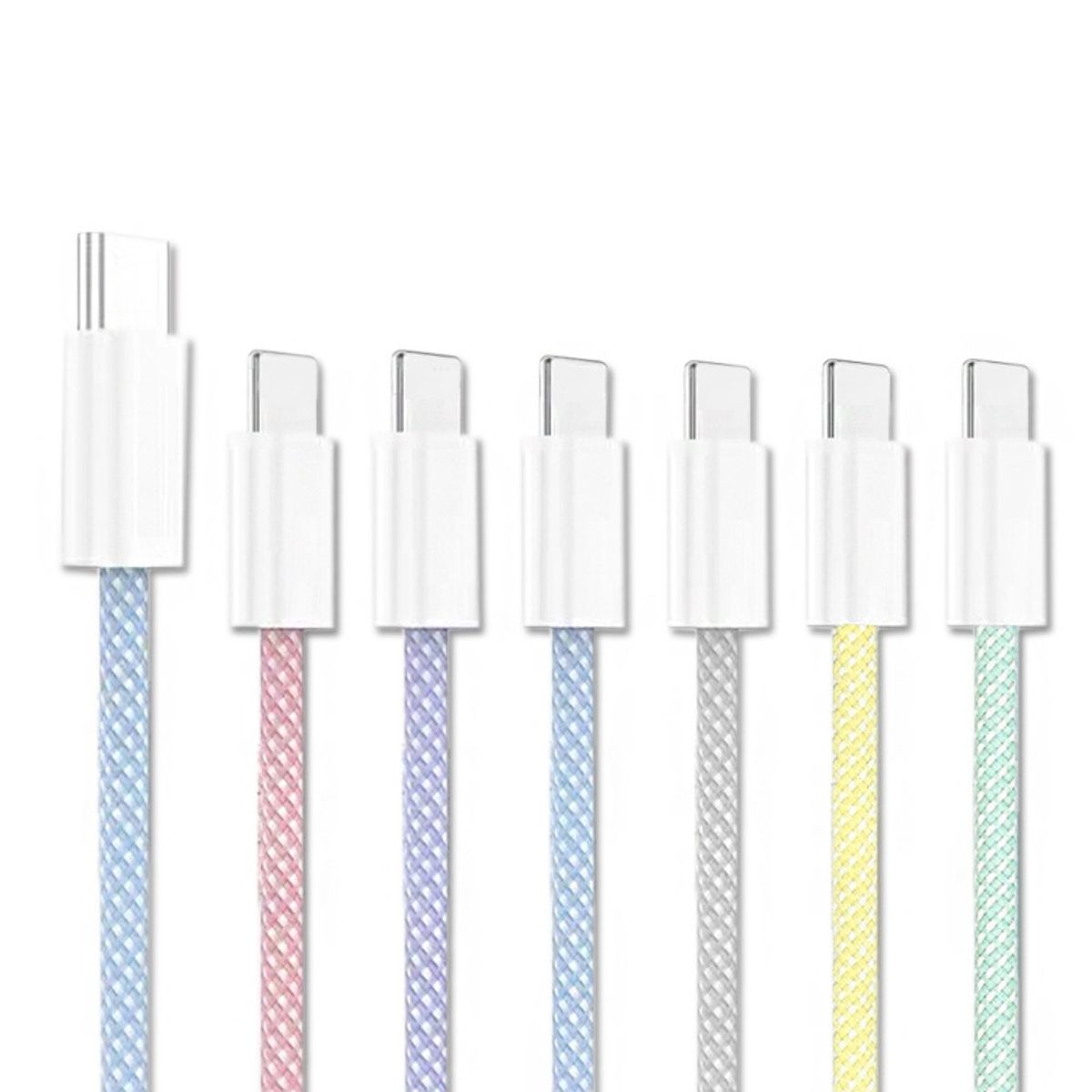 GENERICO - Cable Usb Tipo C Para iPhone 15 iPad Android Blanco Nylon Trenzado