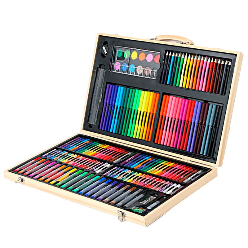 DETODOYMAS - Kit Dibujo Nino 180pcs Maleta Madera DETODOYMAS