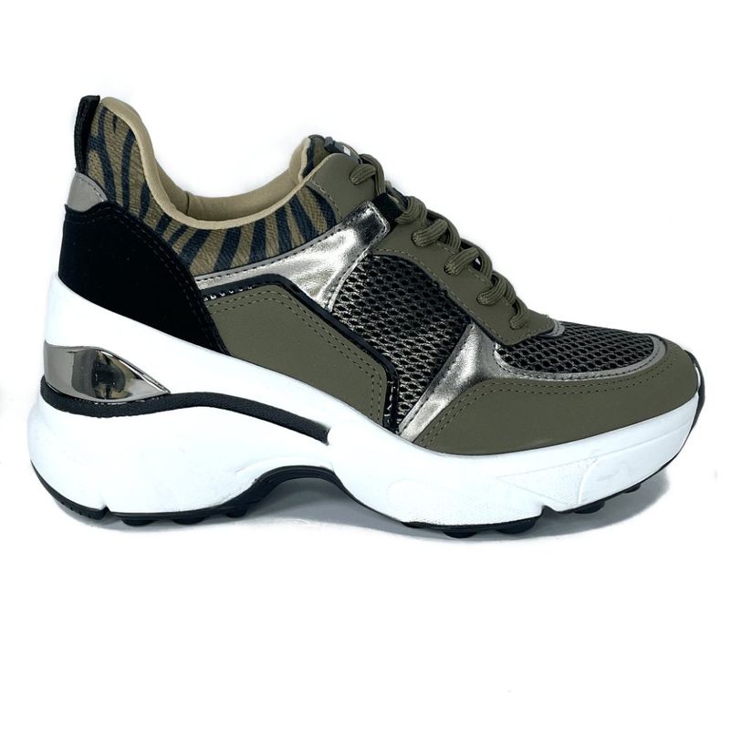 VIA MARTE - Zapatilla Analí Verde Militar