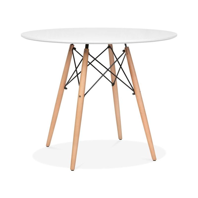 PANDALINO - Mesa redonda de comedor 80cm blanca Pandalino - Blanco