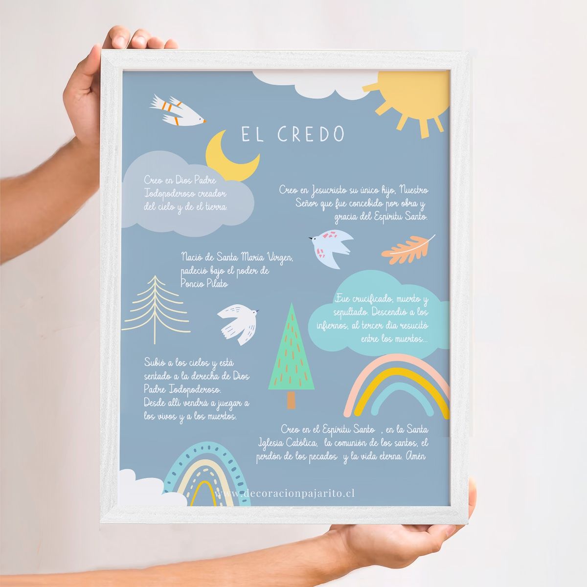 DECORACION PAJARITO - Cuadro decorativo religioso regalo Oración el Credo