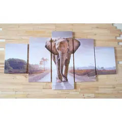 GENERICO - Cuadro Polipticos De 150x80 De Elefante Bastidor Madera