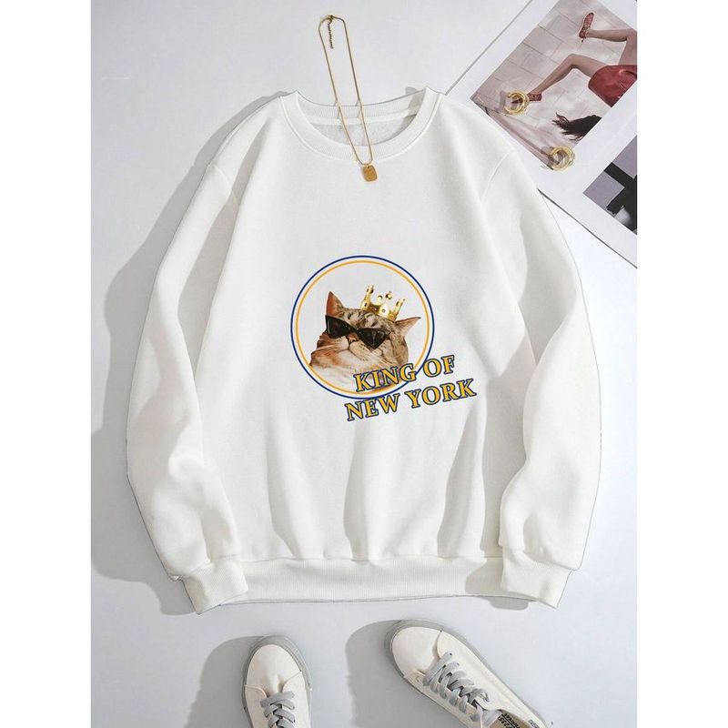 MOSS ROSE - Sudadera de manga larga animal print para mujer blanca.
