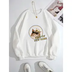 MOSS ROSE - Sudadera de manga larga animal print para mujer blanca.
