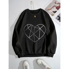 MOSS ROSE - Sudadera de manga larga con estampado geométrico para mujer negra
