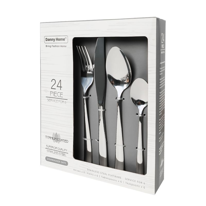 DANNY HOME - Set de 24 Cubiertos Acero Inoxidable Titanium Coated Danny Home