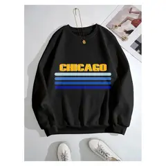 MOSS ROSE - Sudadera de cuello redondo con estampado de letras para mujer negra