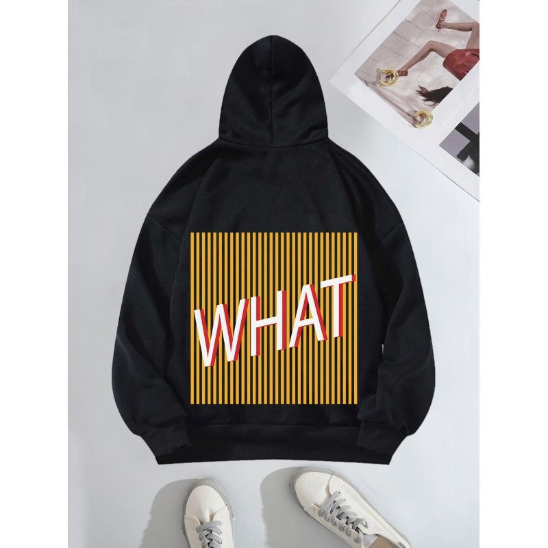 MOSS ROSE - Sudadera con capucha estampada de letras a rayas para mujer