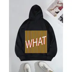 MOSS ROSE - Sudadera con capucha estampada de letras a rayas para mujer