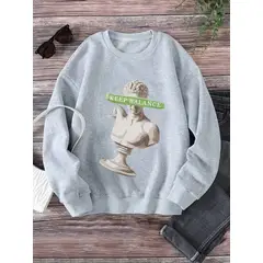 MOSS ROSE - Sudadera de cuello redondo estampada estampada para mujer