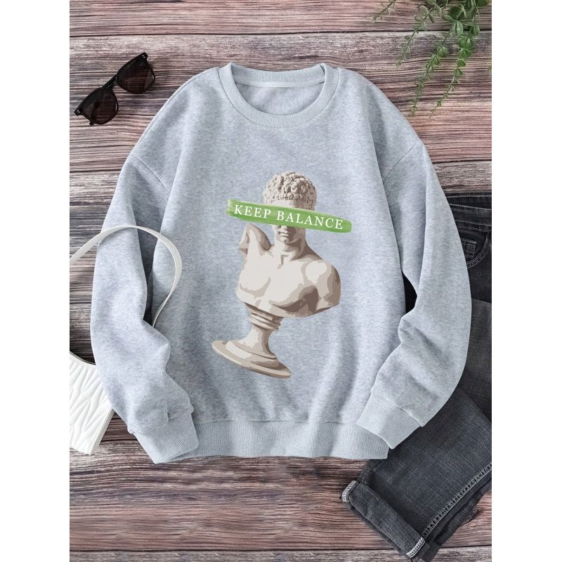 MOSS ROSE - Sudadera de cuello redondo estampada estampada para mujer