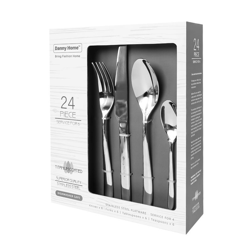 DANNY HOME - Set de 24 Cubiertos Acero Inoxidable Plus Titanium Coated Danny Home