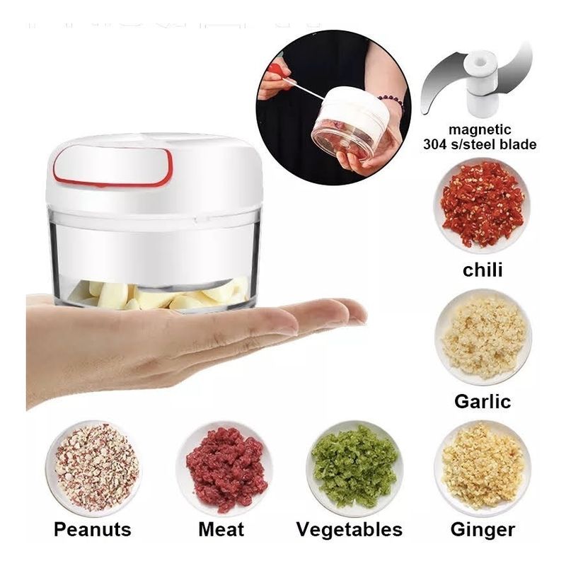 GENERICO - Mini Picador Triturador Manual para Ajo Cebolla y Verduras.