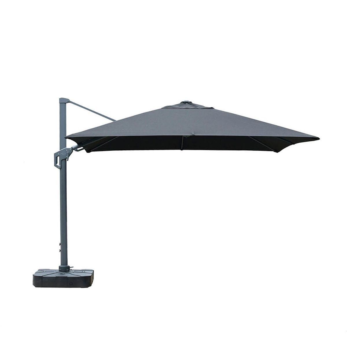 GENERICO - Quitasol Mega XXL SunLife. 3,5 x 3,5 m. con base, mástil grafito, tela negra.