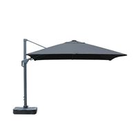 Quitasol Mega XXL SunLife. 3,5 x 3,5 m. con base, mástil grafito, tela negra.