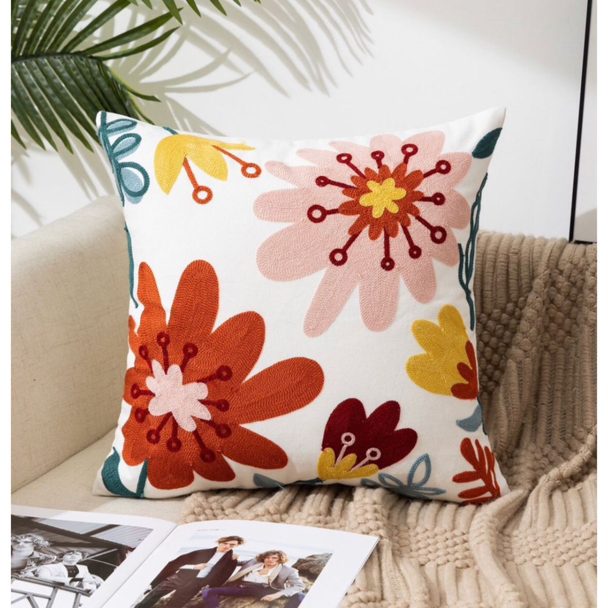 GENERICO - Funda De Cojin Decorativa Hermosos Bordado 45x45 A2