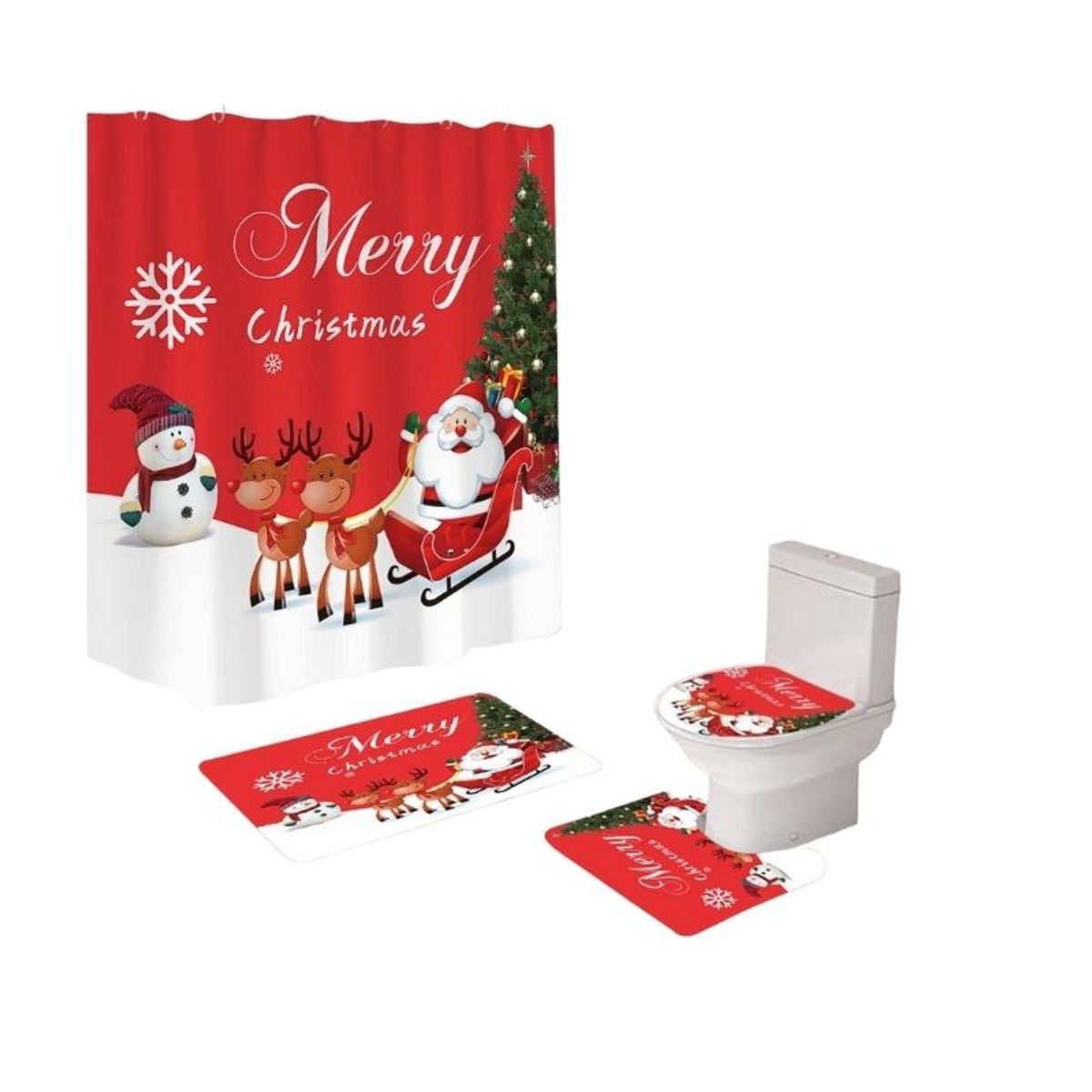 GENERICO - Set De Baño 4 Piezas Navideño