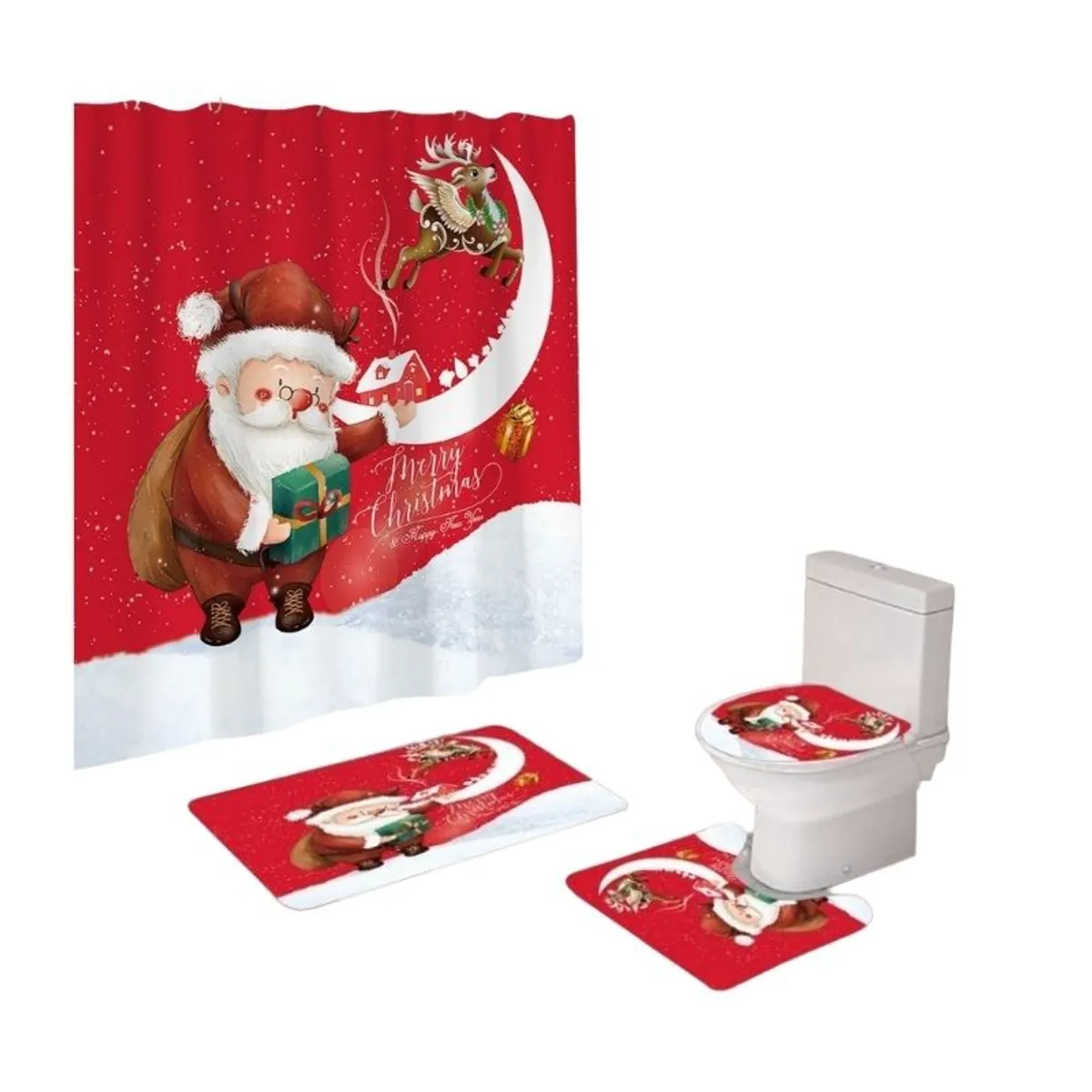 GENERICO - Set De Baño 4 Piezas Navideño