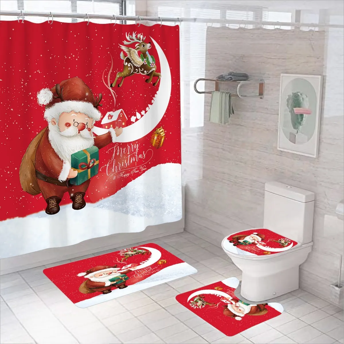 GENERICO - Set De Baño 4 Piezas Navideño