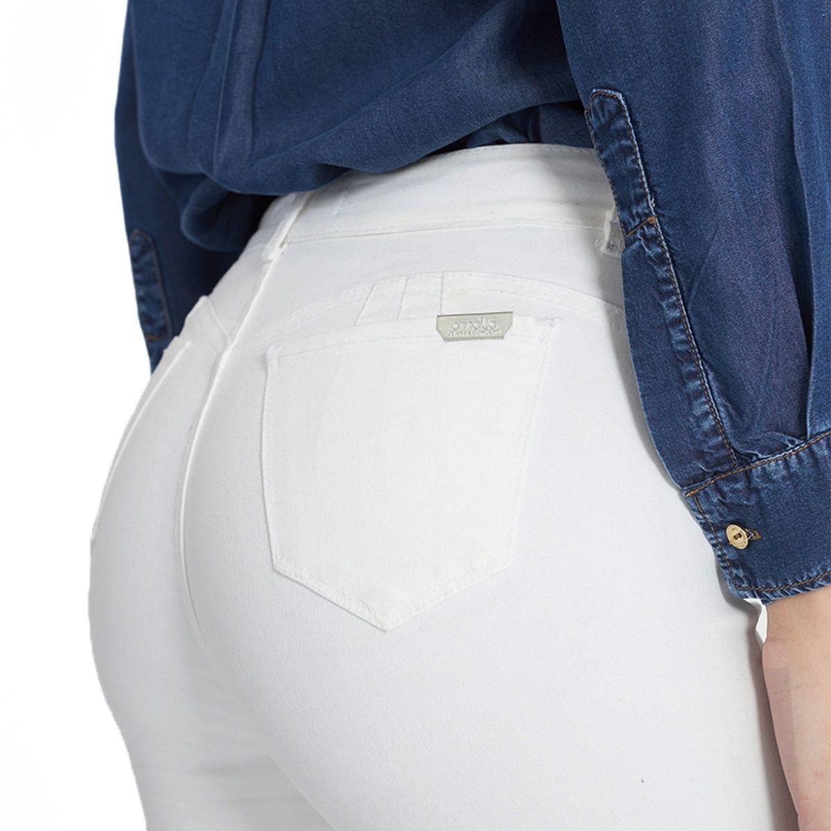 AMALIA JEANS - Jeans Mujer Tiro Alto Pitillo 4102 Blanco Amalia Jeans