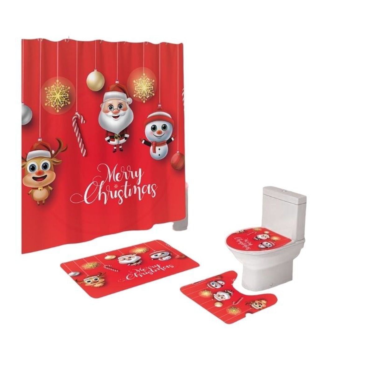 GENERICO - Set De Baño 4 Piezas Navideño