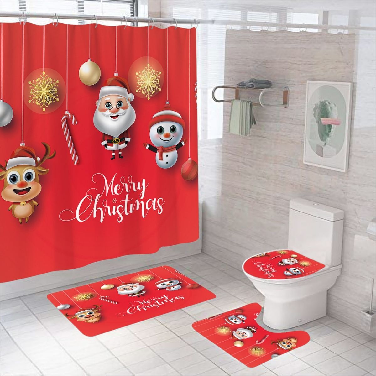GENERICO - Set De Baño 4 Piezas Navideño