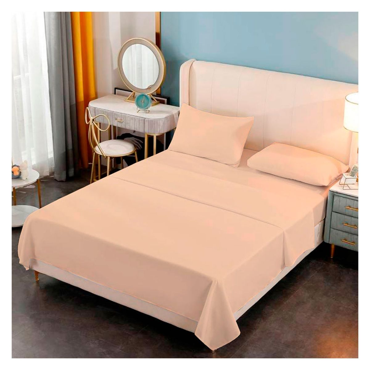 GENERICO - Sabana Premium Algodon 188 Hilos 2.5 Plazas Crema