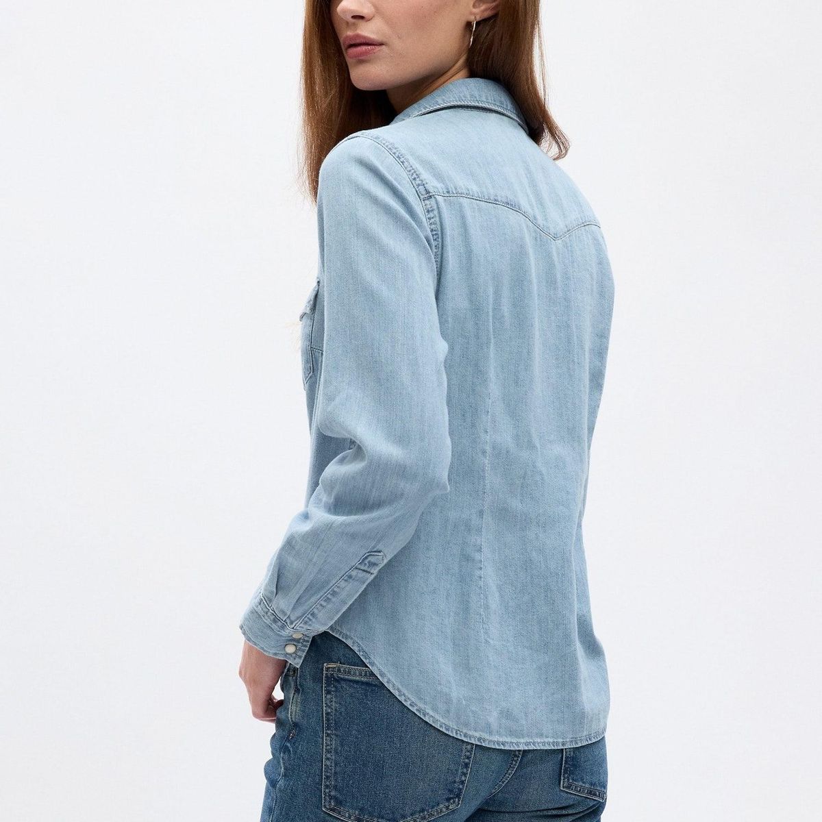 GAP - Blusa Denim Con Washwell Manga Larga Azul GAP