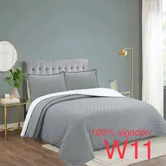 GENERICO - Cubrecama Quilt con pompones 2 Plaza