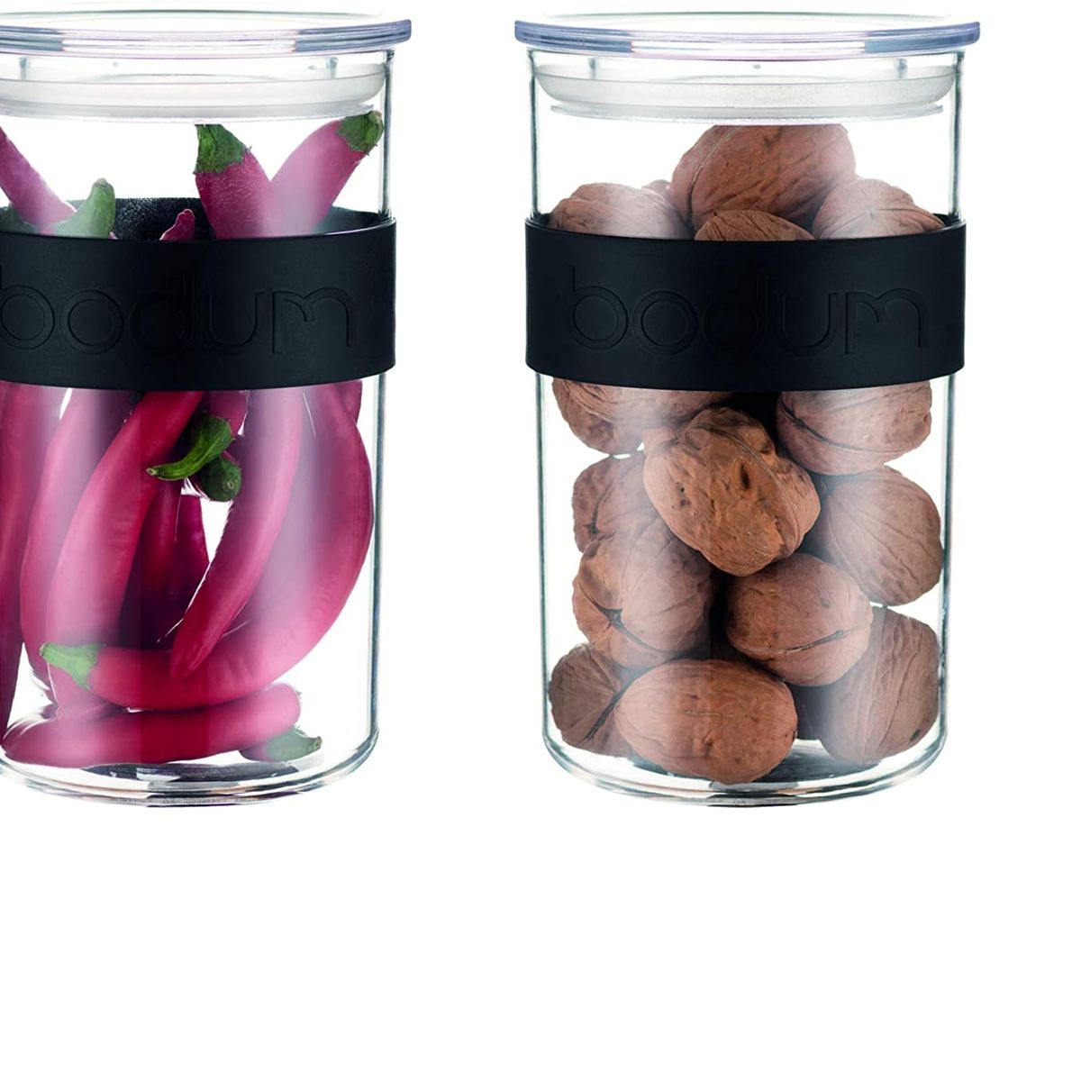 BODUM - Set de 2 Jarros de Almacenamiento Bodum – Plástico Transparente 1 L, Libre de BPA