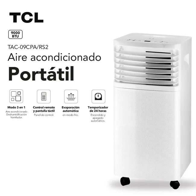 TCL - Aire Acondicionado Portátil Frío TCL 9000 BTU 3 en 1