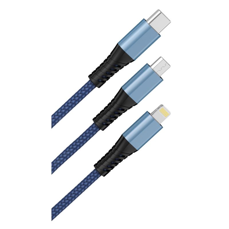 MASTER G - Cable 3 en 1 Compatible con Iphone, Micro y Tipo-C Master-G