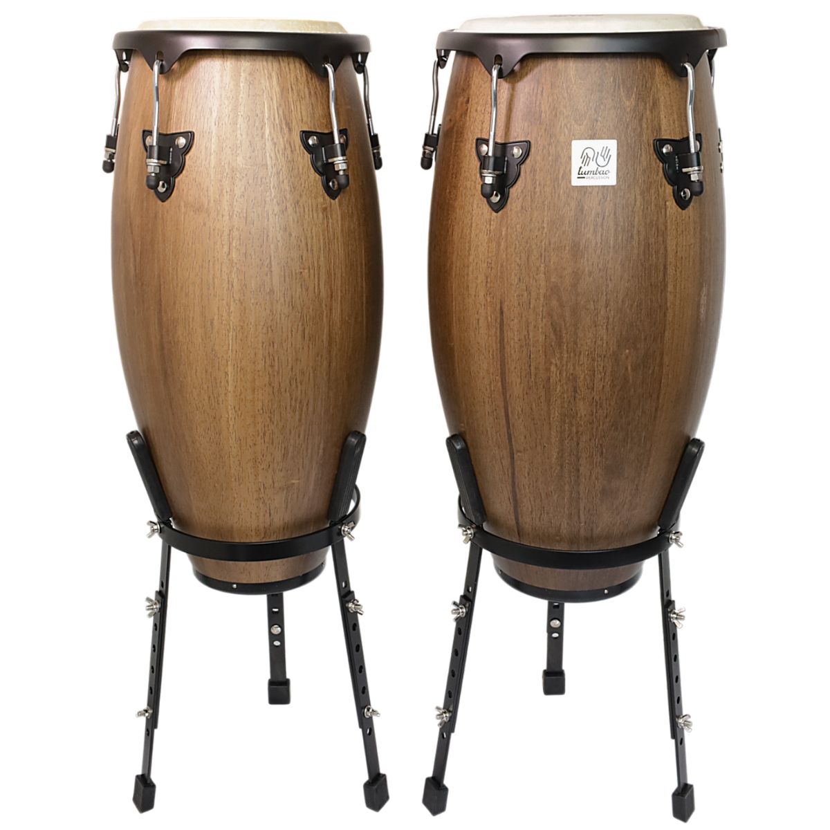 TUMBAO - Set conga 10x11xH28'' café madera + stand