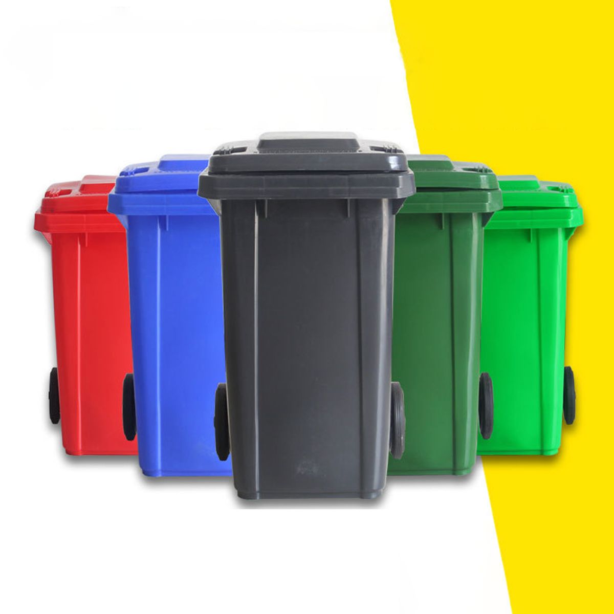 CRUSEC - Contenedor Cubo Basurero Grande Con Tapa y Ruedas 120L